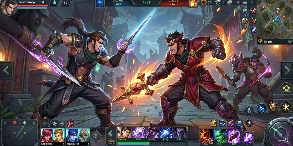 Tampilan permainan <strong>3446</strong> yang penuh aksi dan strategi di arena MOBA.
