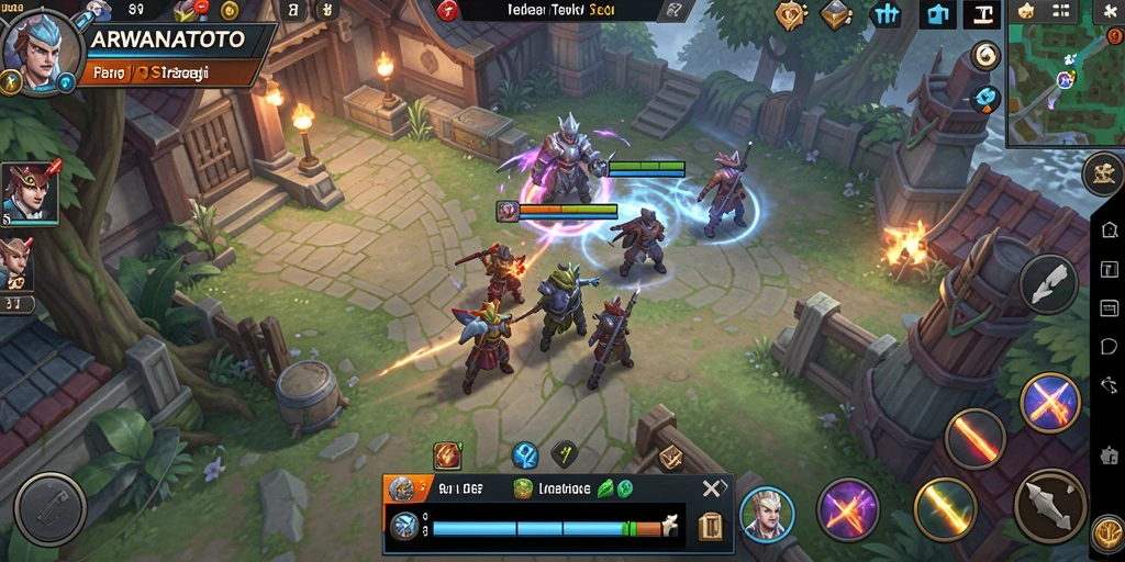Screenshot gameplay ARWANATOTO yang menggambarkan aksi strategi yang seru.