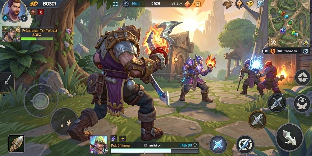 Tangkapan layar menggambarkan aksi seru gameplay ARPG di BOS01.