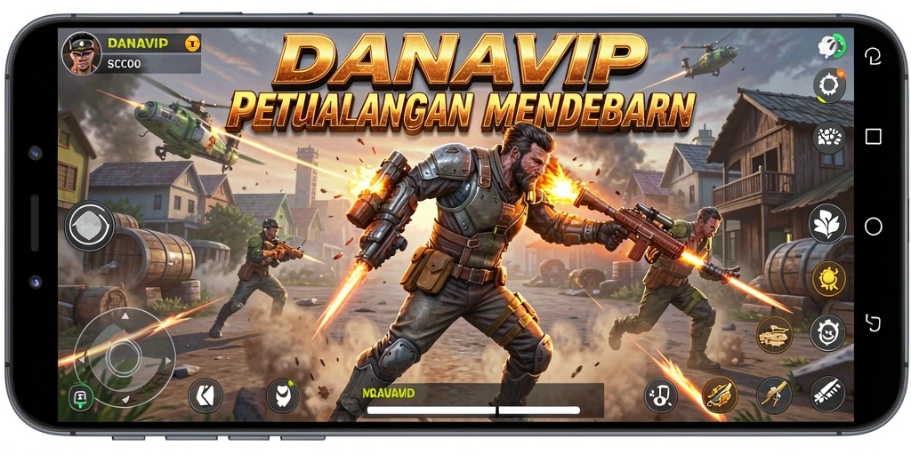 Screenshot menunjukkan aksi seru dalam DANAVIP dengan grafis luar biasa.