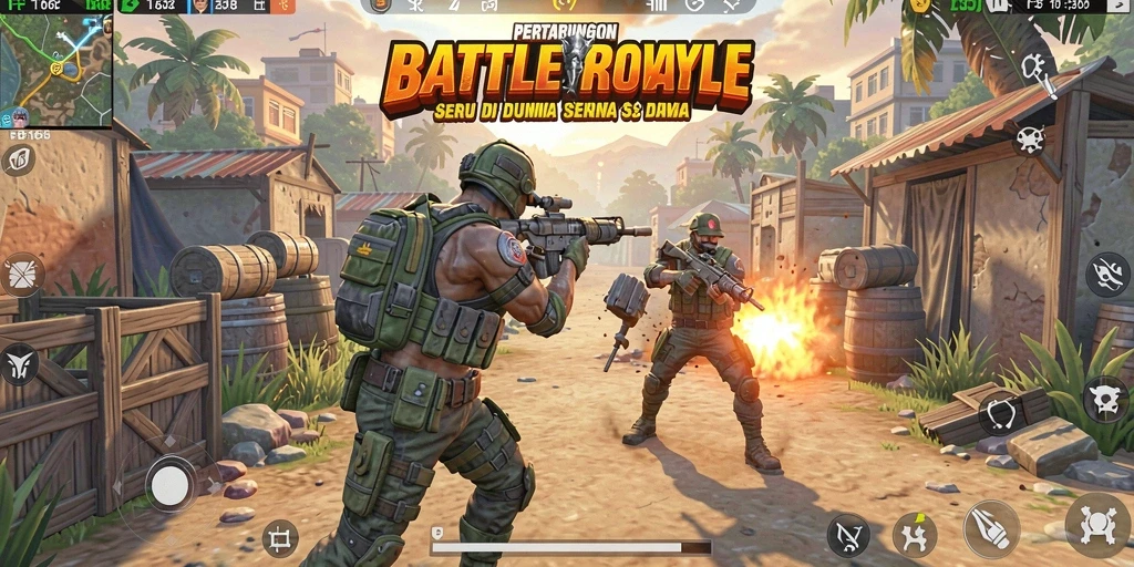 Tangkapan layar menampilkan aksi epik dalam gameplay Battle Royale.