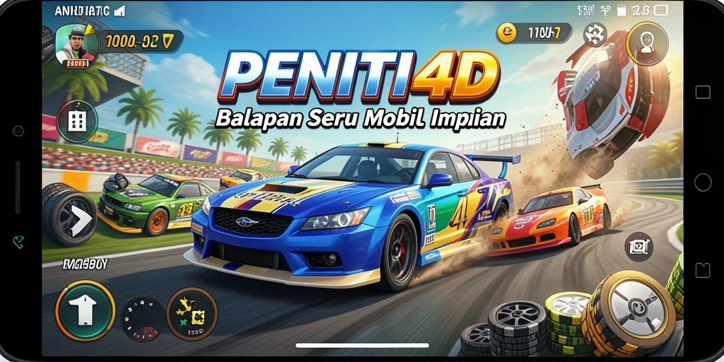 Gameplay balapan seru di PENITI4D dengan mobil kencang.