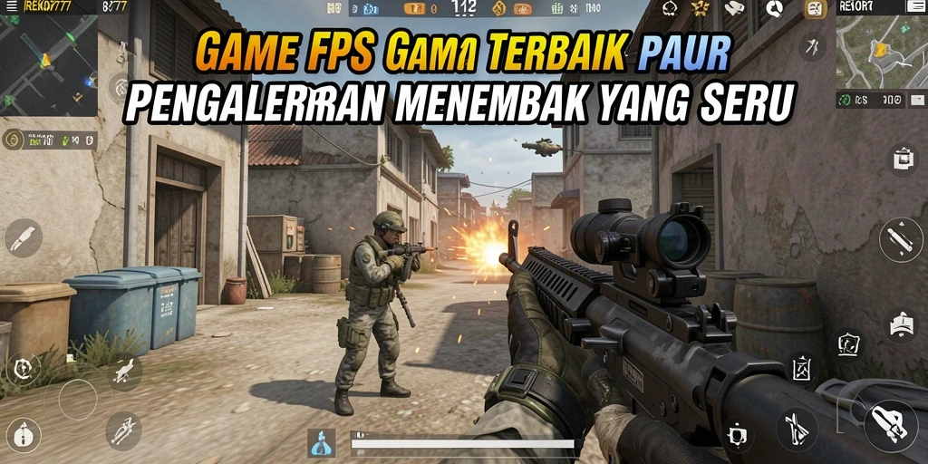 Tangkapan layar gameplay dari REKOR777 yang penuh aksi FPS.