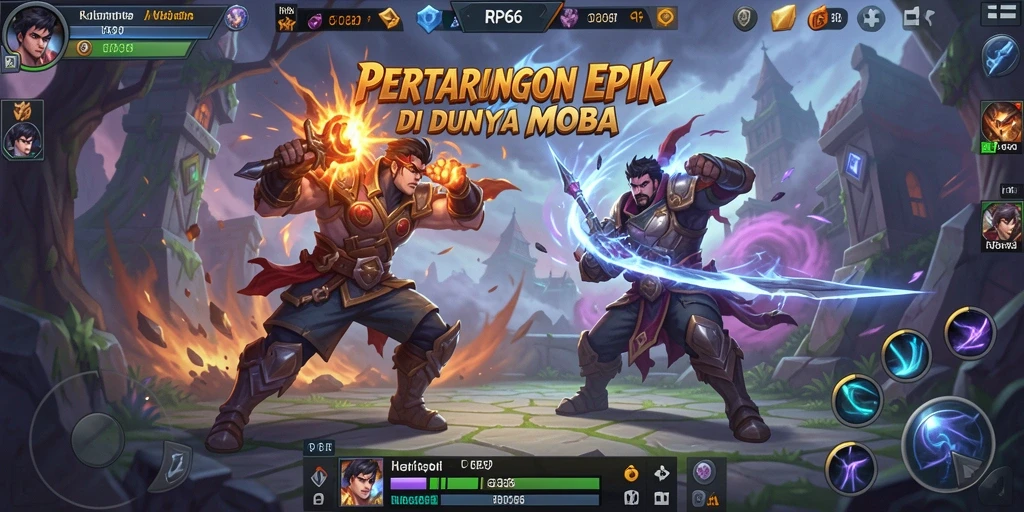 Tangkapan layar RP66 menunjukkan aksi intens dalam pertarungan MOBA.
