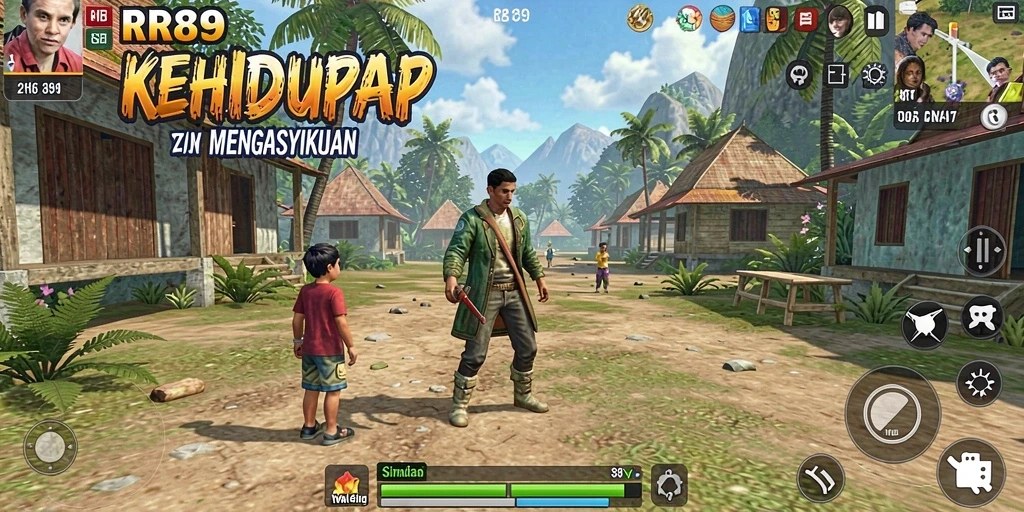 Tampilan gameplay RR89 yang menampilkan kehidupan virtual yang dinamis.