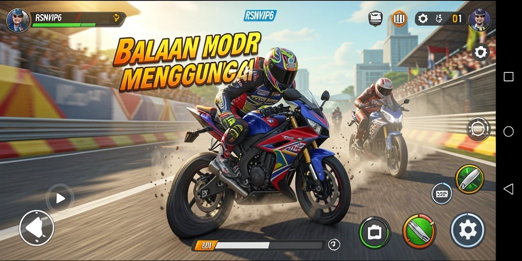 Gameplay mendebarkan di lintasan balap motor.