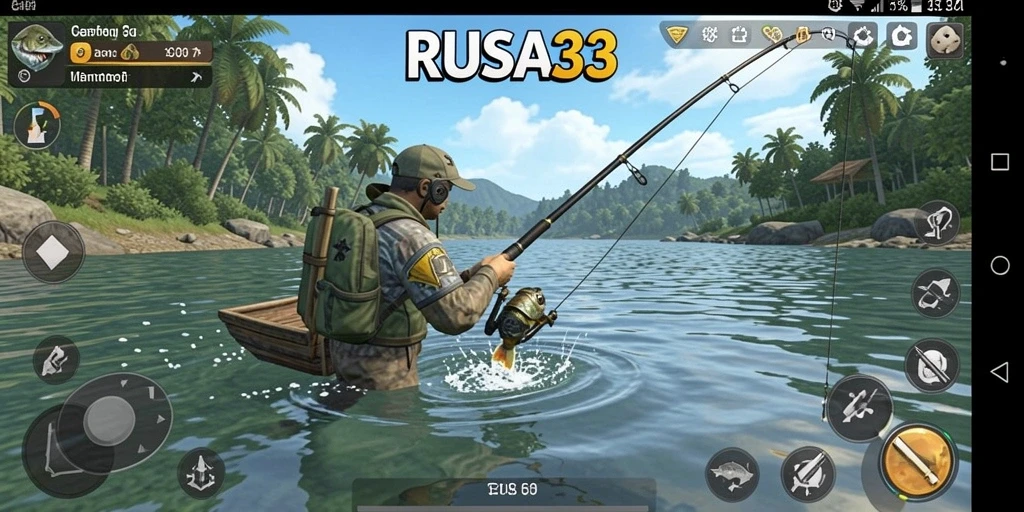 Tampilan gameplay RUSA33 dengan aksi memancing yang seru dan grafis menawan.