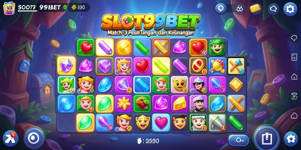 Screenshot menampilkan gameplay seru dari permainan Match-3 SLOT99BET.
