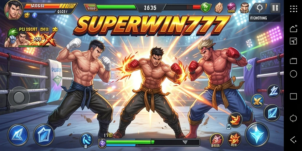 Gameplay Fighting seru dengan karakter unik dan arena bertarung menarik.