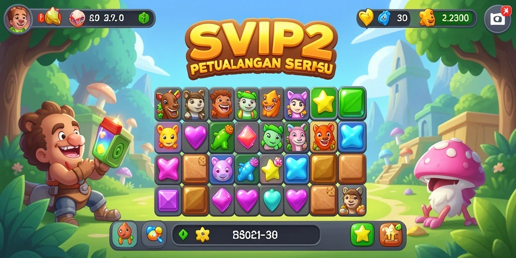 Gameplay Match-3 yang penuh warna dan menyenangkan.